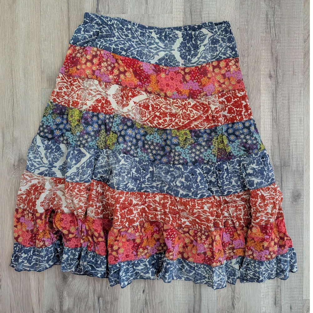 3/$20 Mimi & Maggie Patchwork Floral Tiered Maxi Skirt, Girls 7/8 (Z3)